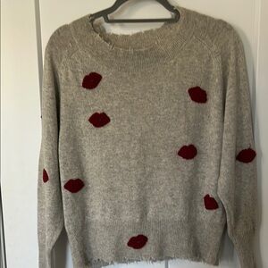27 Miles Malibu Gray Sweater with Red Lips